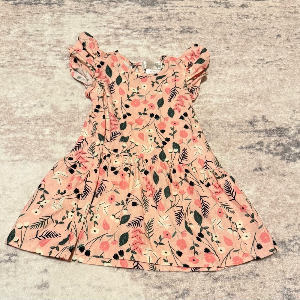 Lucky Jade Floral Pink Dress with Ruffled Sleeves